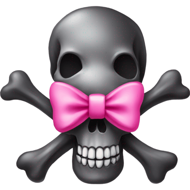 Skull and crossbones with pink bow emoji