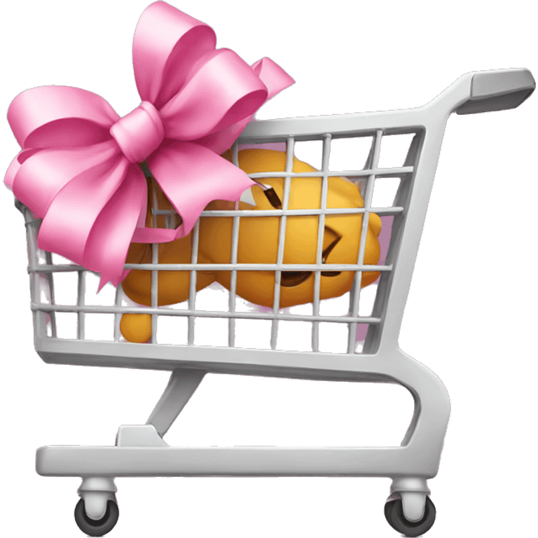 Shopping cart with pink bow  emoji