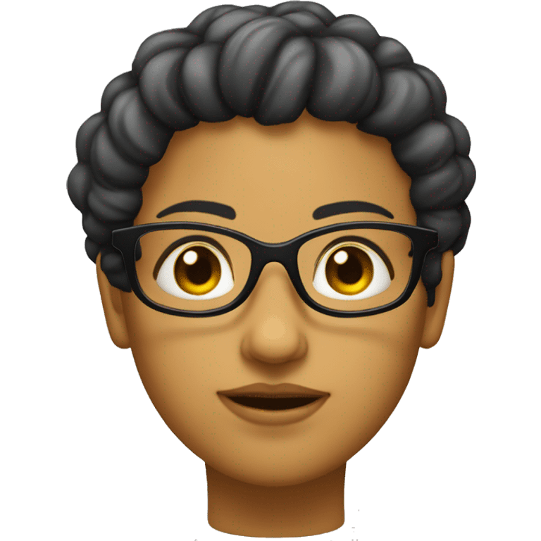 Chica con pelo suelto negro y lentes linda  emoji