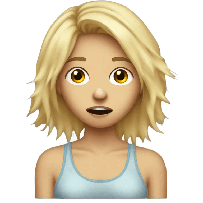 Blonde haired girl hungover from gin emoji