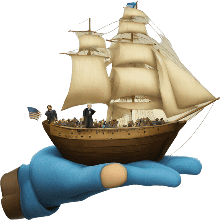 Jules Verne holds the ship in his hands emoji