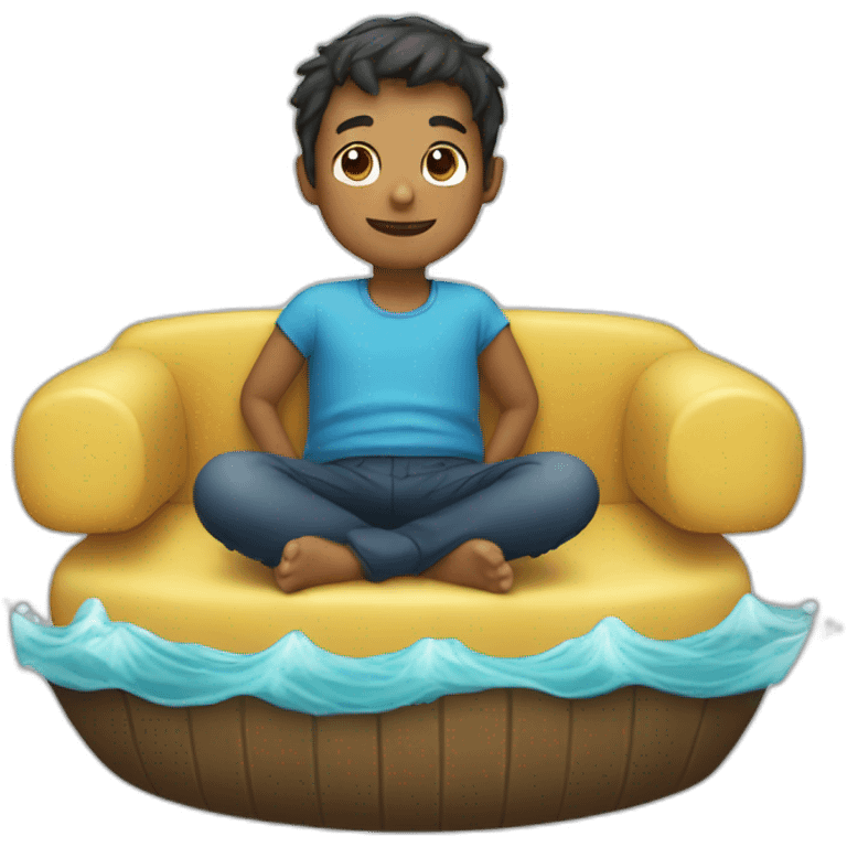 Boy seat in sea emoji