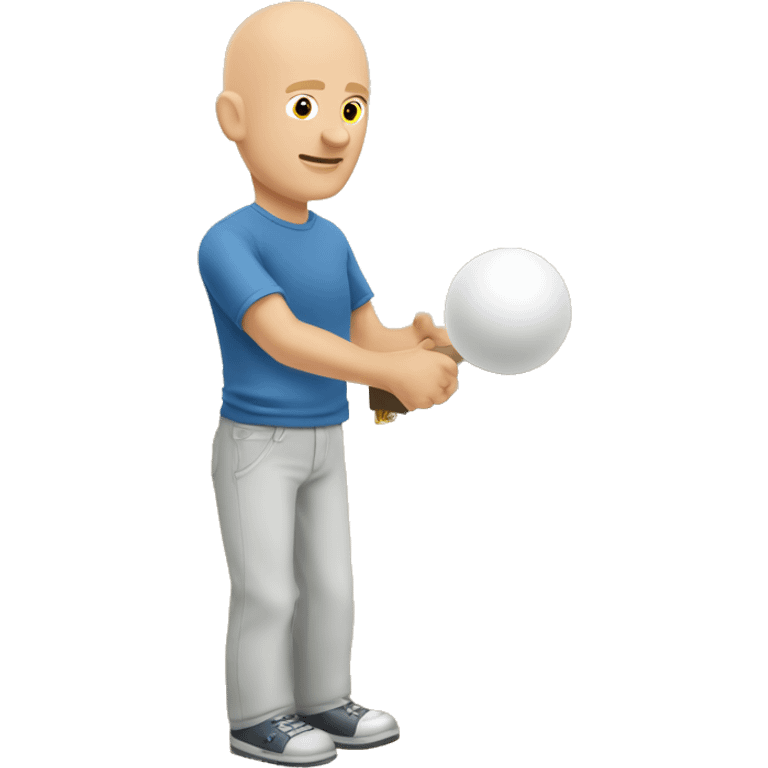 Bald Caucasian man playing cornhole emoji