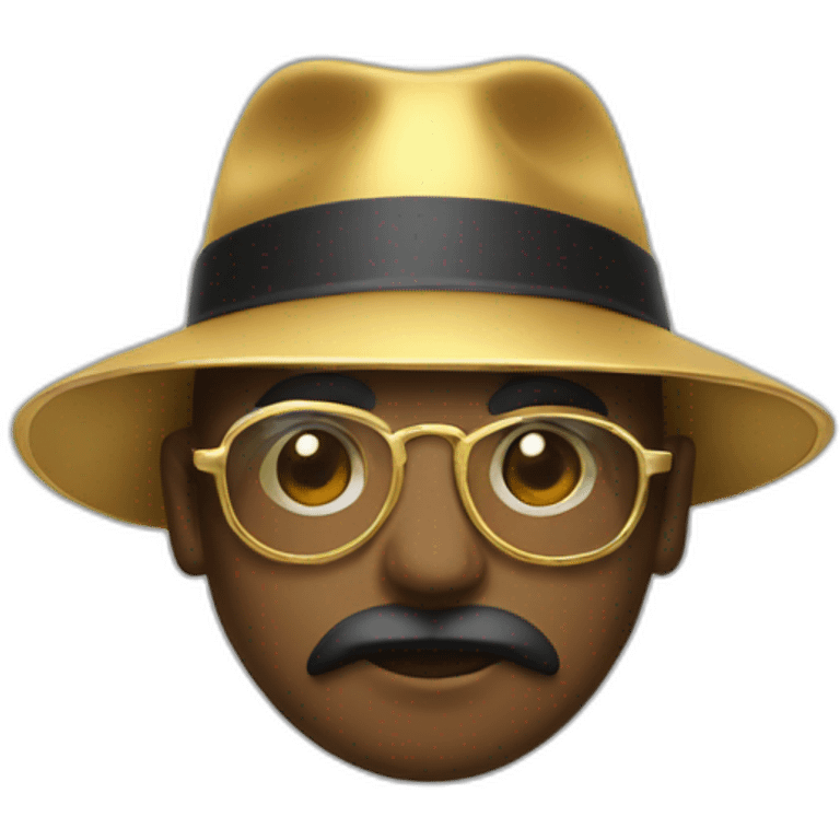 trum with hat and gold glasses only face emoji