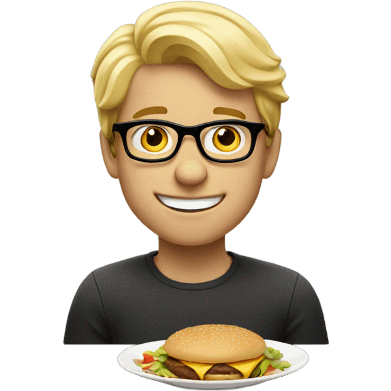 blond young guy with glasses eating mc Donald’s emoji