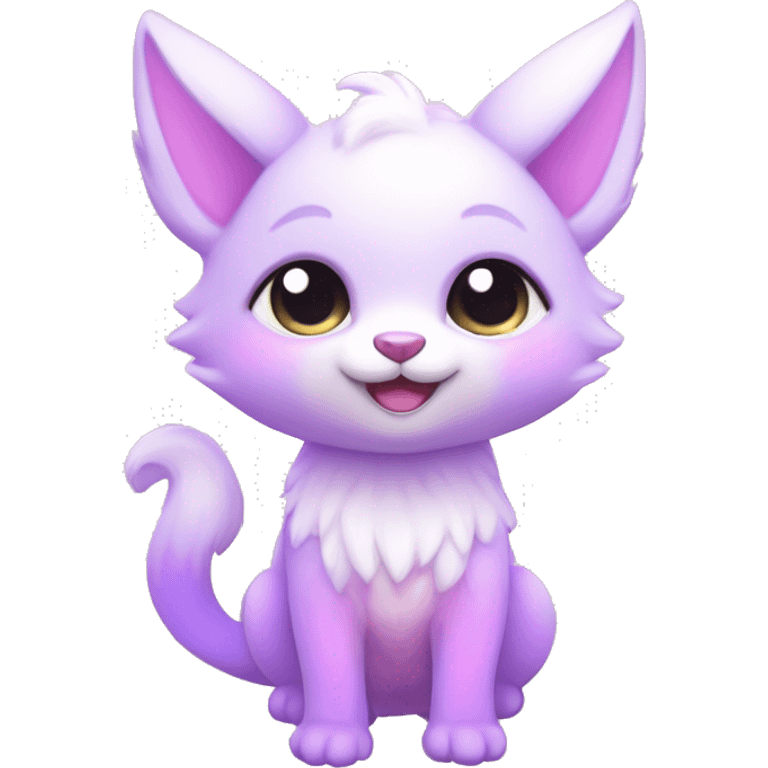 Kawaii cute colorful bright light pastel lilac-pink-white-gradient fantasy ethereal anthro fursona animal creature emoji