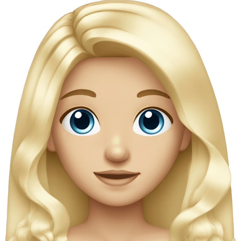 Blond girl with long open hair blue eyes doing skincare emoji