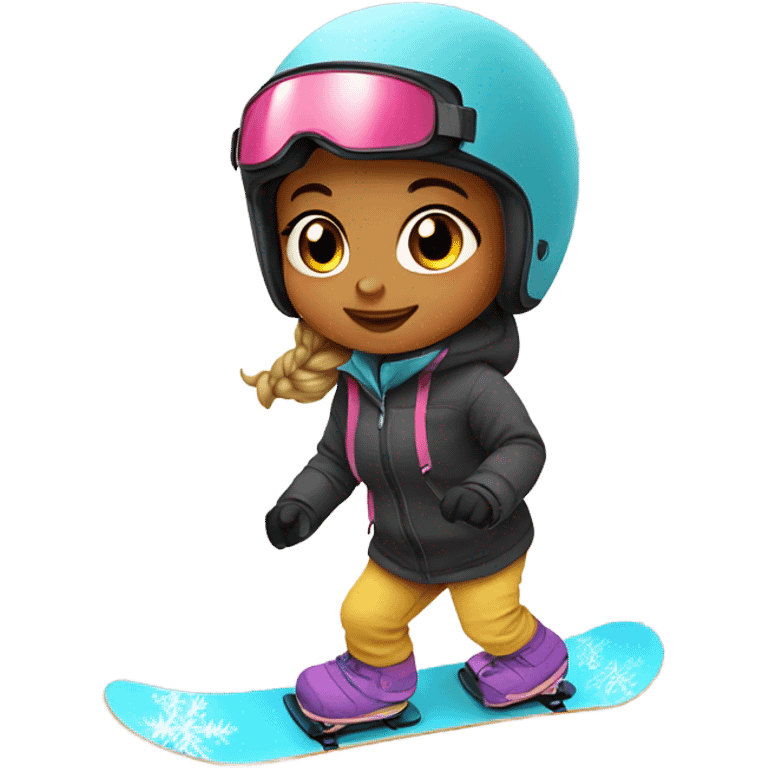 Baby girl snowboarding  emoji