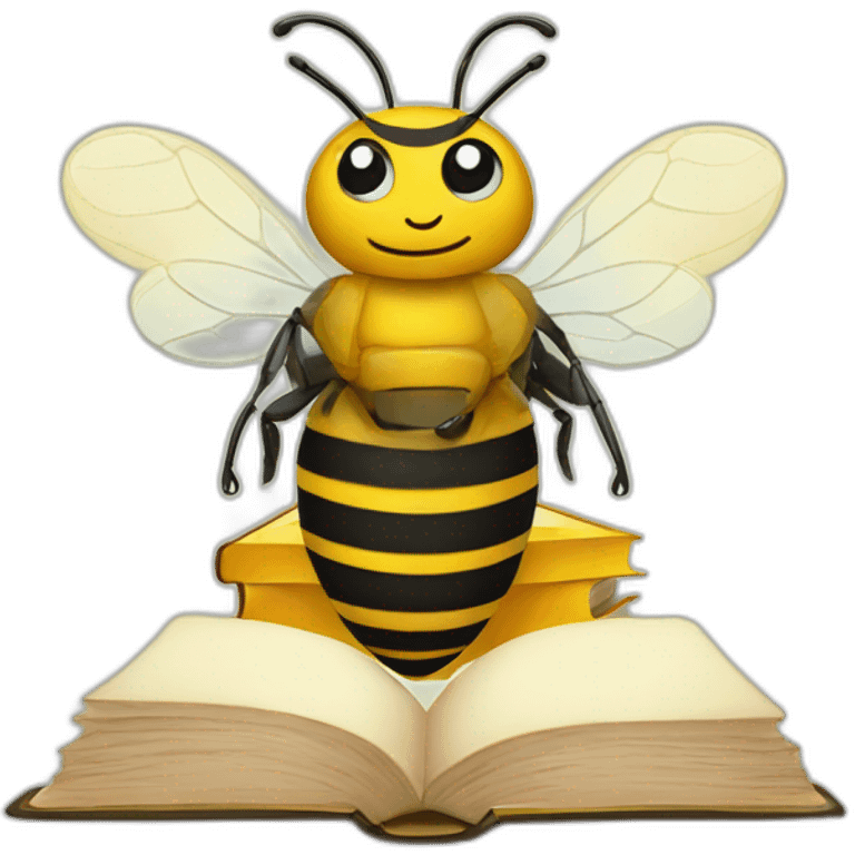 a bee with a book emoji