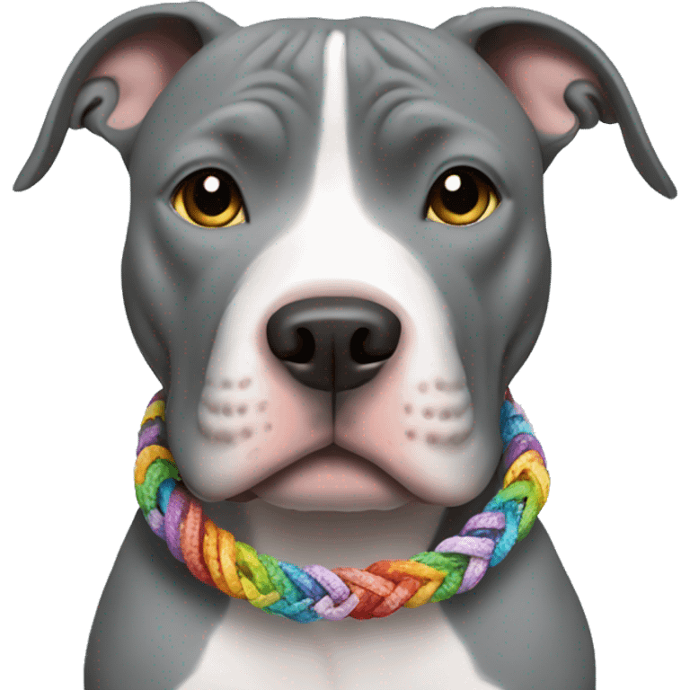 gray pitbull wearing a friendship bracelet  emoji