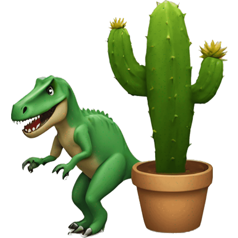 Trex holding a cactus  emoji