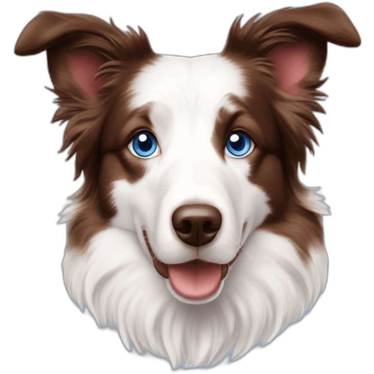 white red merle border collie with blue eyes emoji