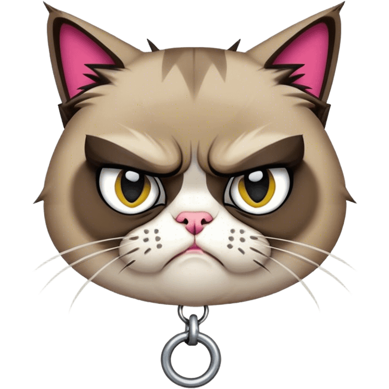 punk grumpy cat spike collar emoji