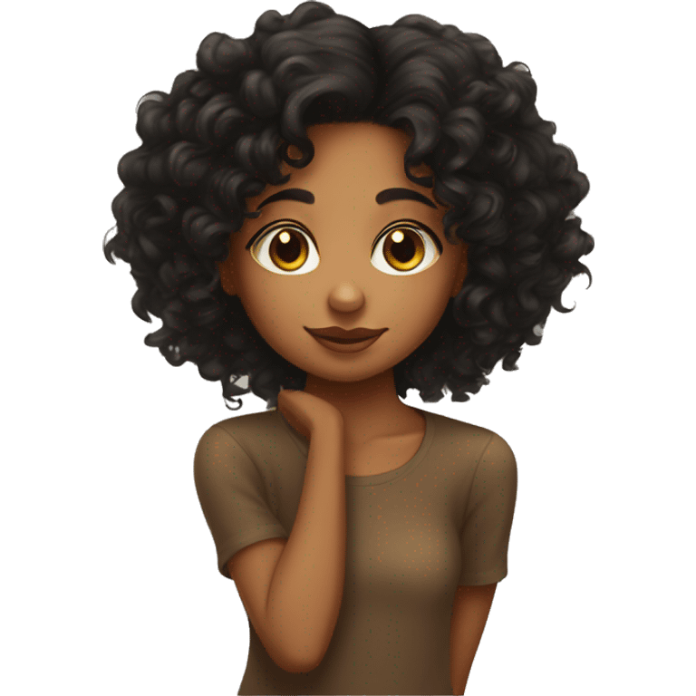 Brown Girl kisses black curly hair girl emoji