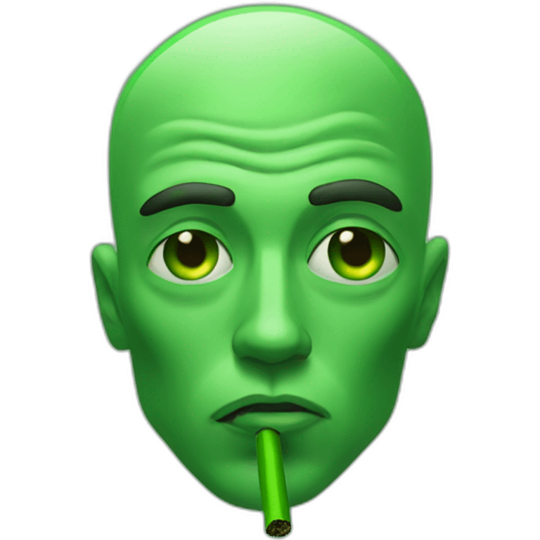 Man Smoking a green cigarette weary tiredeyes looking cool emoji