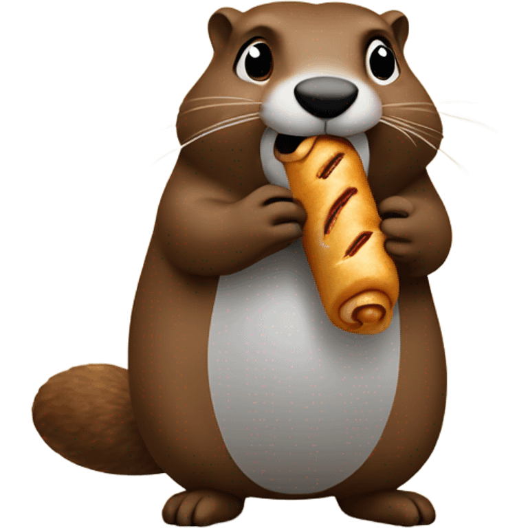 Groundhog  eating a sausage roll emoji