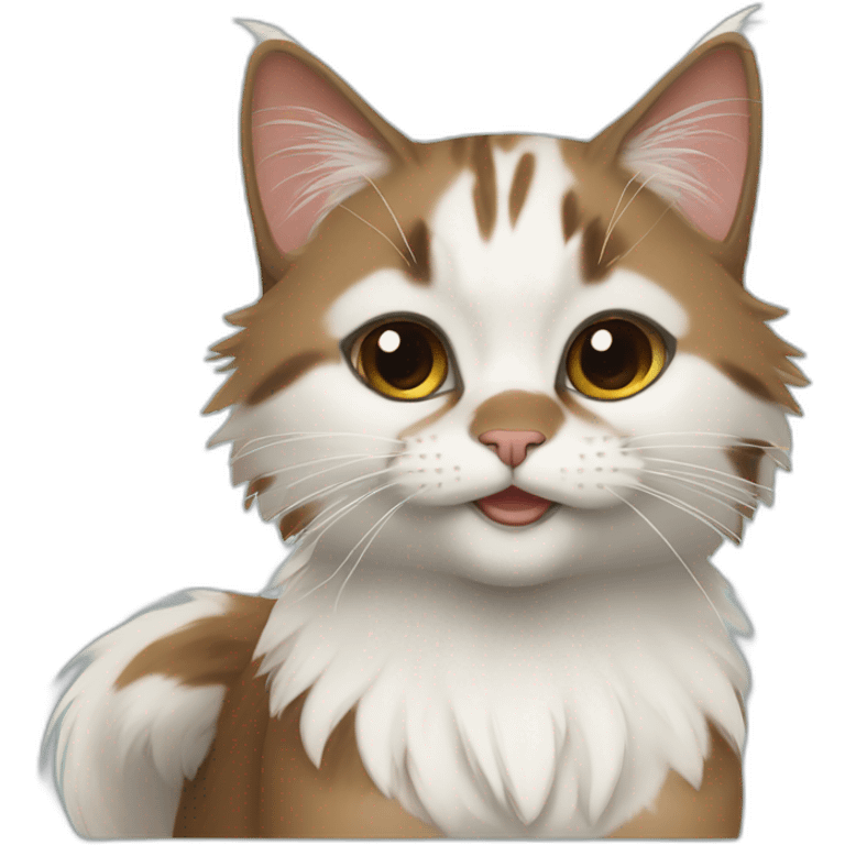 Norwayjan Forest cat white brown emoji