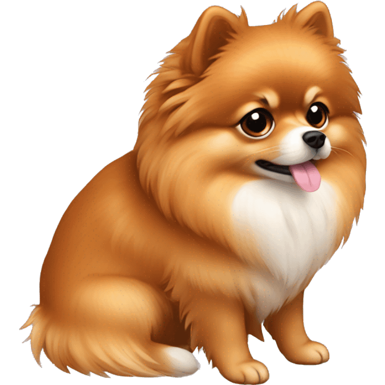 Pomeranian color rojo con el pecho blanco triste emoji