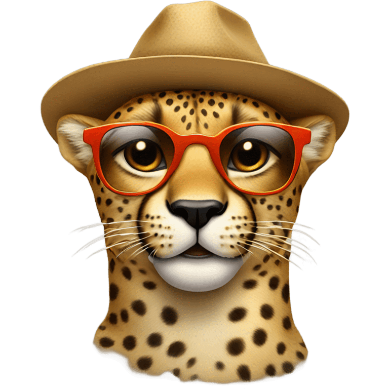 Cheetah wearing sunglasses and a hat emoji