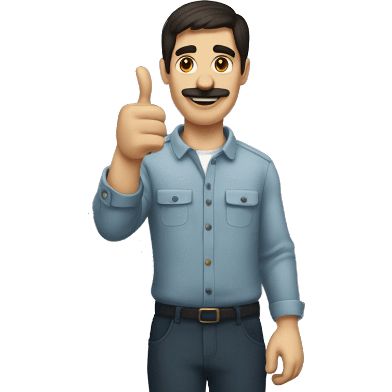 dark hair dark eyed man with short mustache thumbs up  emoji