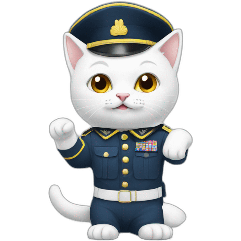 white-cat-military-salute emoji