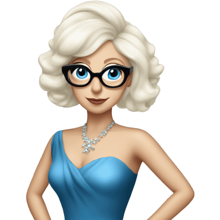 Elegant lady-gaga-dancing-blue eyes- wearing glasses: emoji