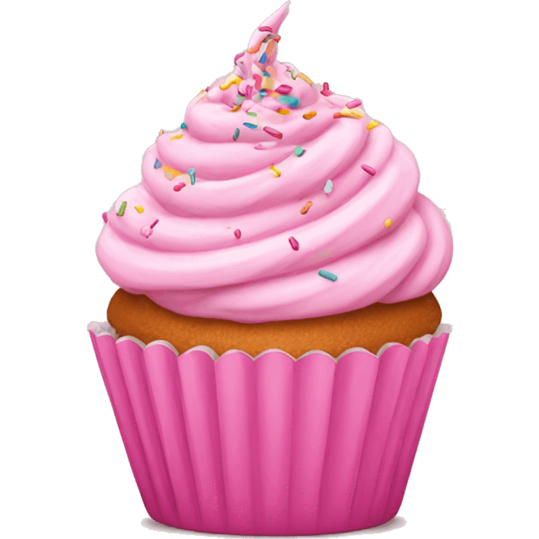 A pink cupcake with sprinkles  emoji