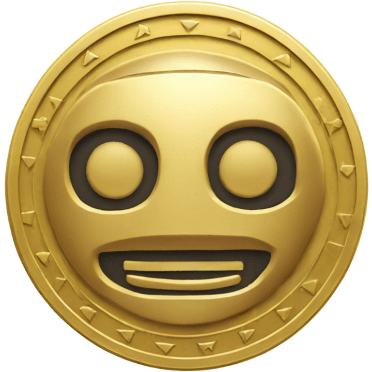 gold coin with robot stamped on it emoji