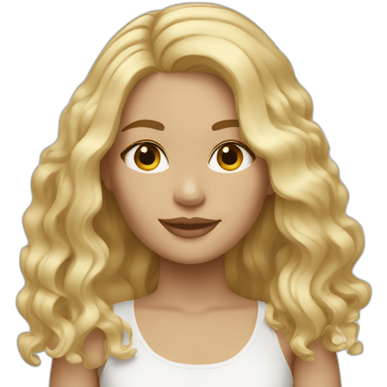 white, female, medium length, blonde hair, beach waves emoji