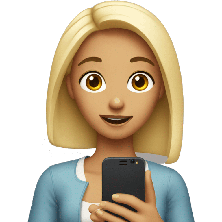 a girl with a phone making selfie emoji