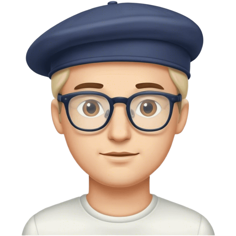 handsome white man with glasses and fullcap emoji