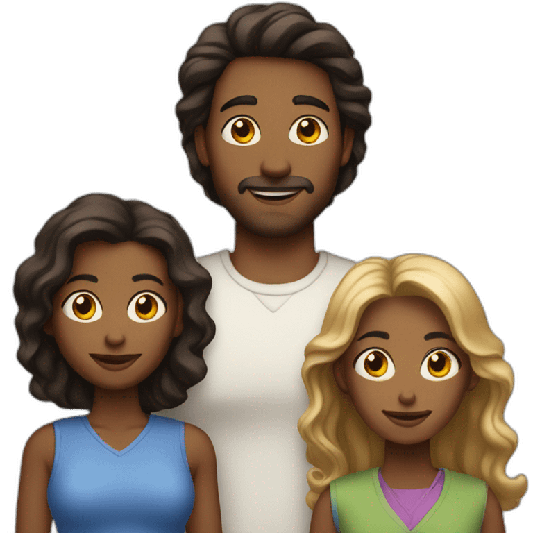 white brown hair man with ebony woman and two kids male and female emoji