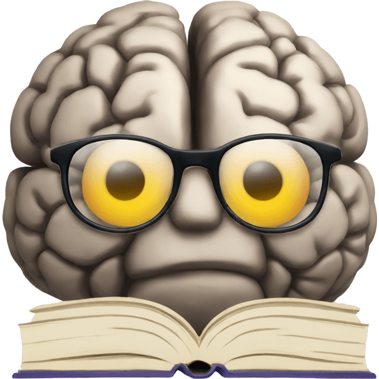 brain with glasses that reads books emoji