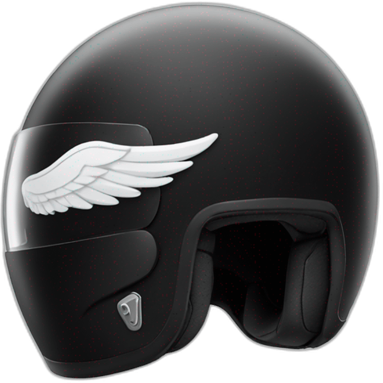 black moto helmet with white wings emoji