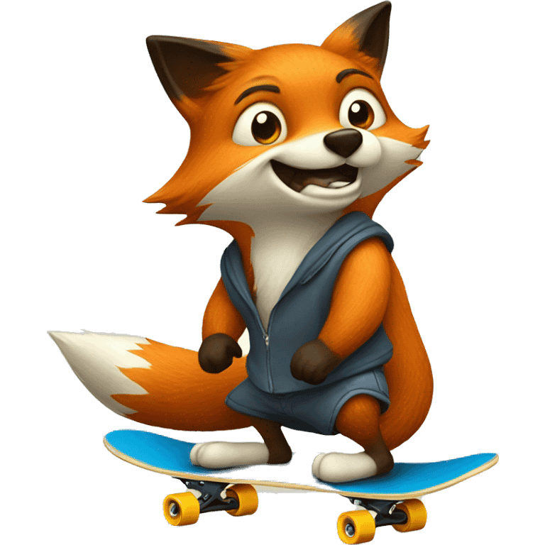 A fox riding a skateboard  emoji