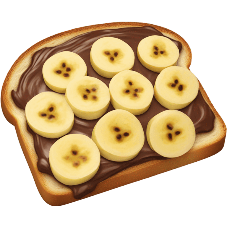 piece of toast with nutella on it and bananas on top of the nutella emoji