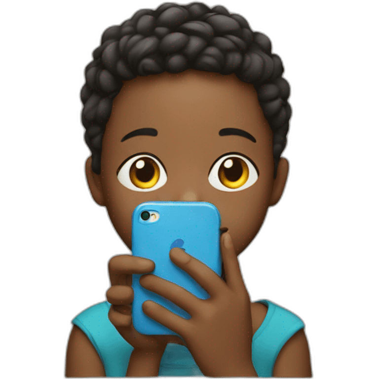 child with iphone emoji