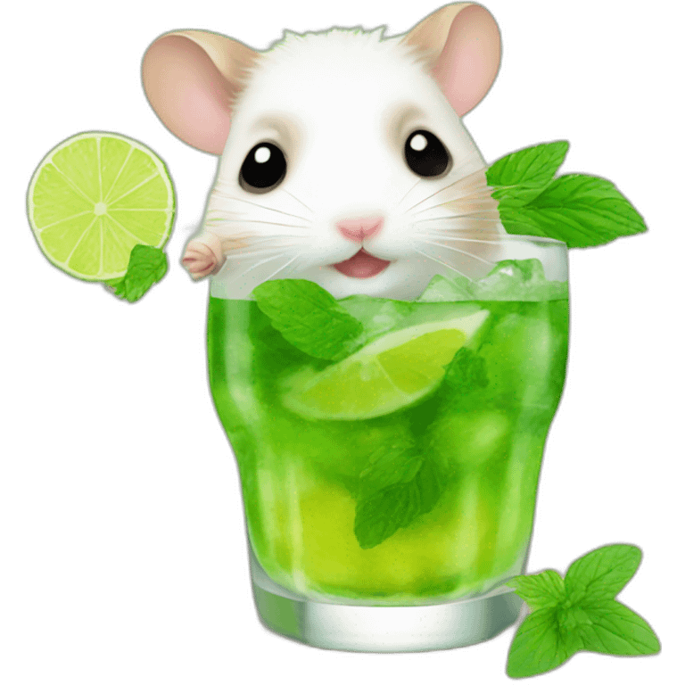 hamster on a weel drinking mojito emoji