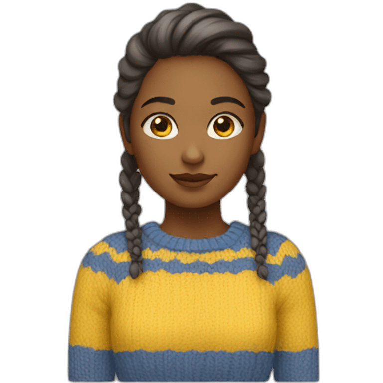 Girl in blue and yellow sweater emoji