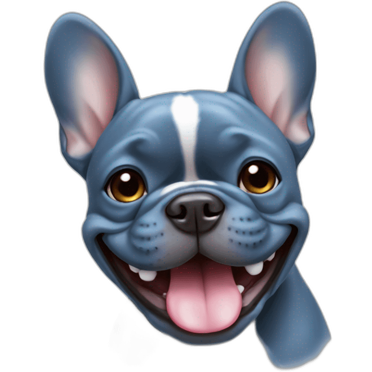 solid blue French Bulldog smiling emoji