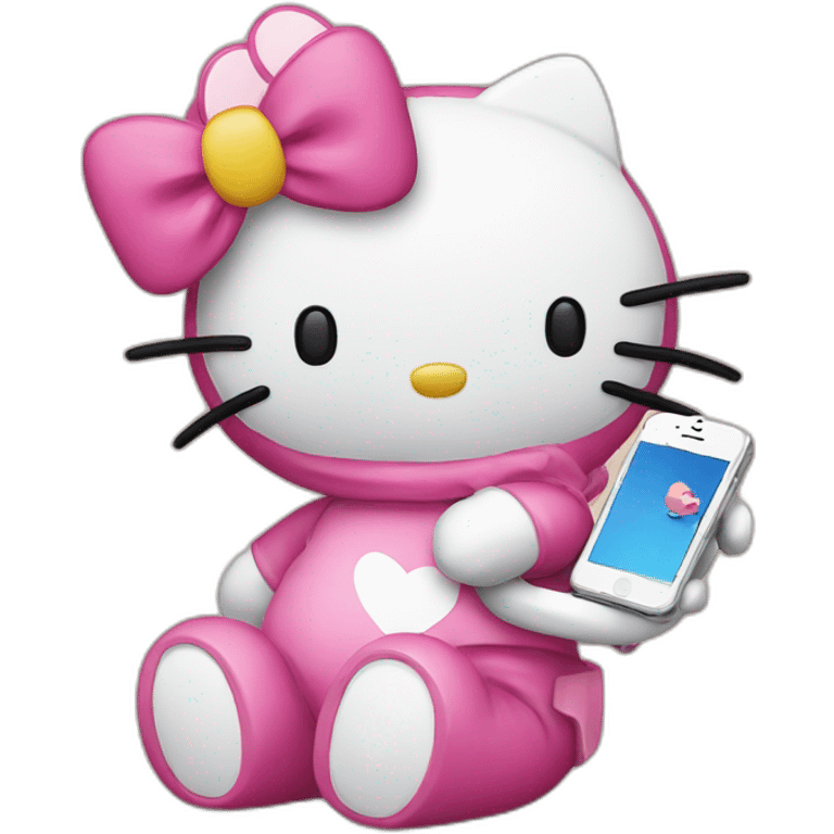 Hello kitty with an iphone emoji