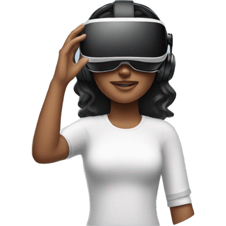 woman holding a single virtual reality controller and wearing headset emoji