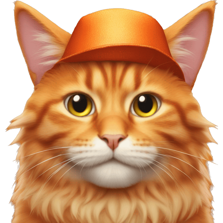 Orange fluffy cat wearing devil horn hat  emoji