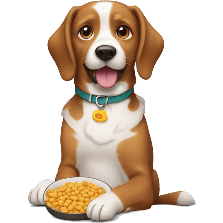 dog with treats in dog bowl emoji