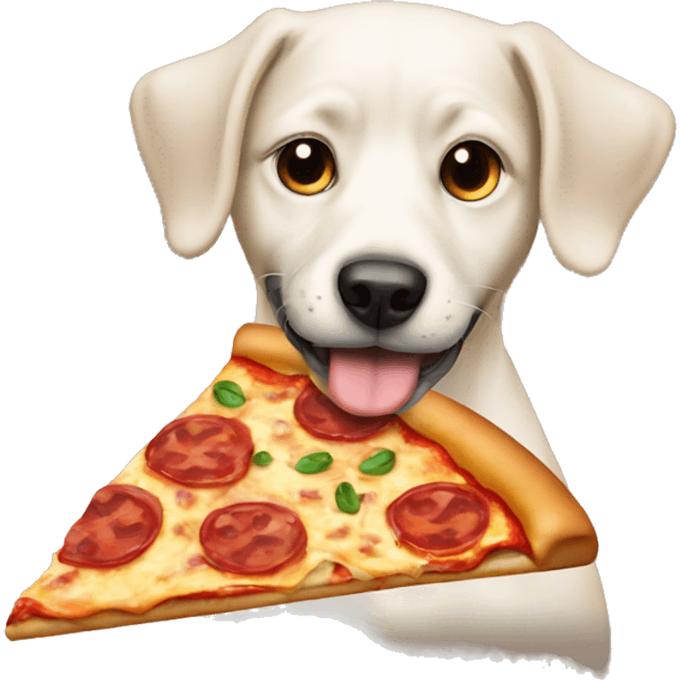 Dog eating pizza emoji