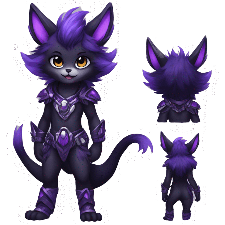 Anthro-Edgy-Cool-Black-Purple-Contrast-Colors-Fantasy-Fur-Sona-Chibi-Shiny-Fakémon-Hybrid full body emoji