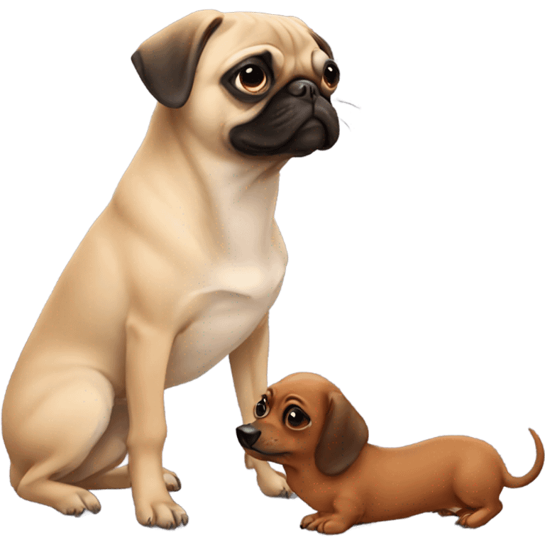 pug kissing a dachshund  emoji