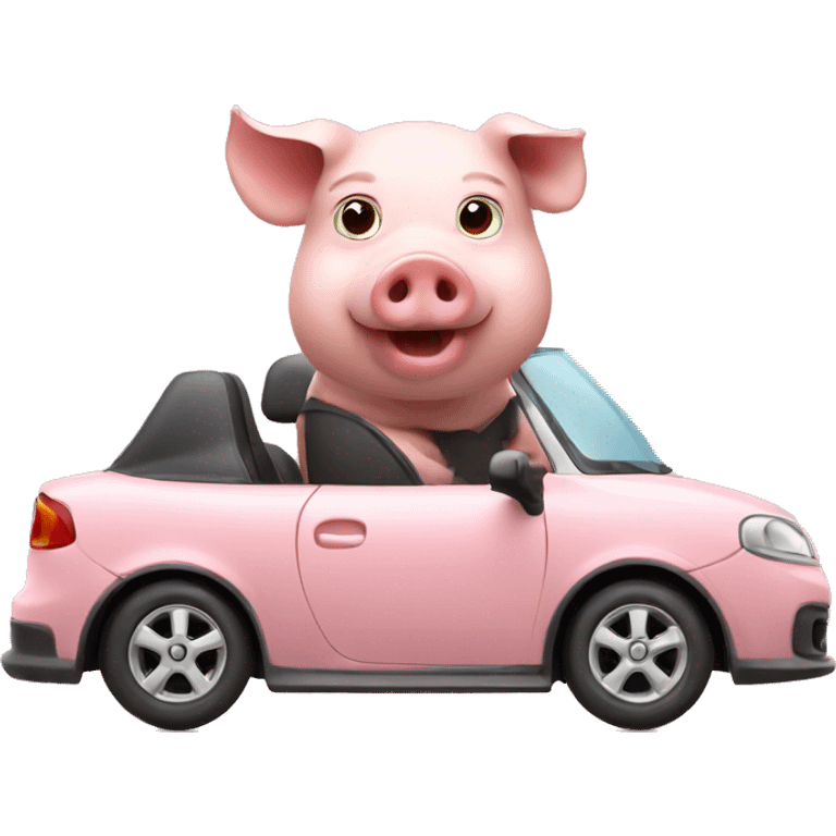 Pig driving a car emoji