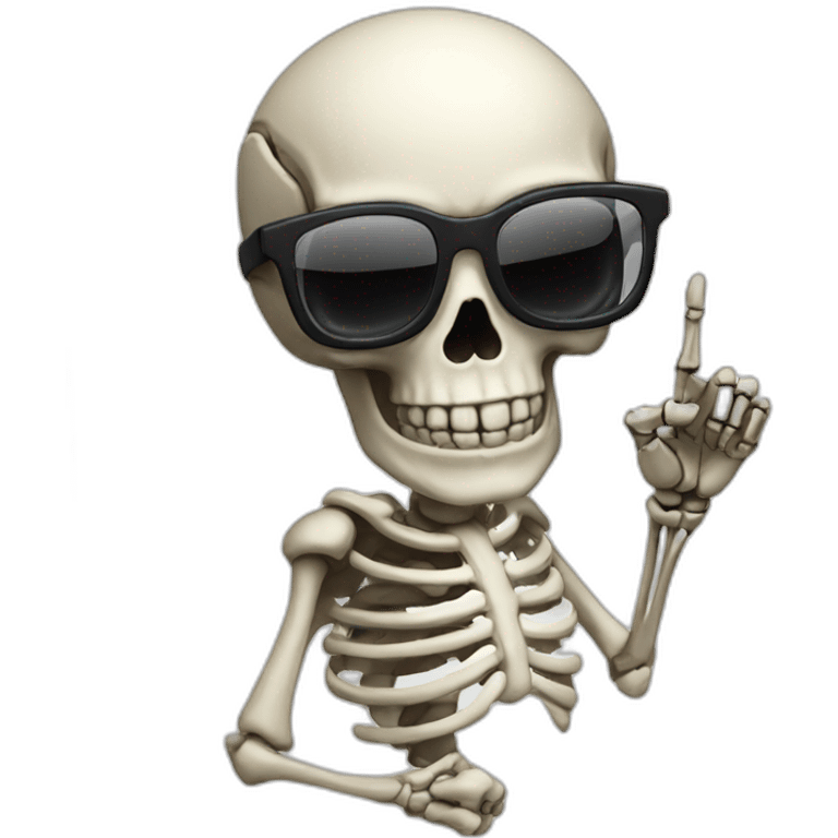 Nerd skull with skeleton finger pointing up emoji