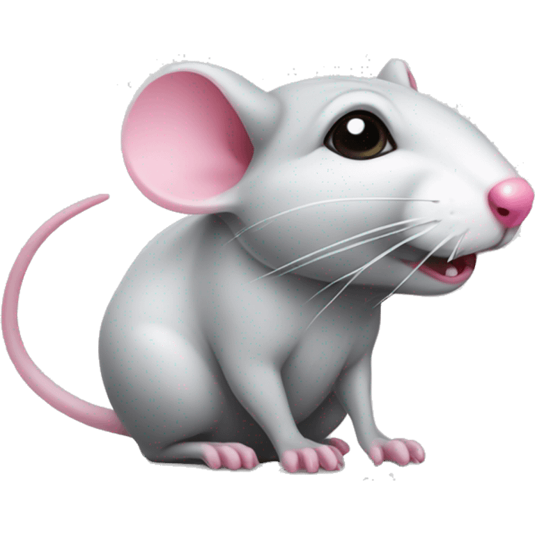 White and grey rat with pink nose emoji